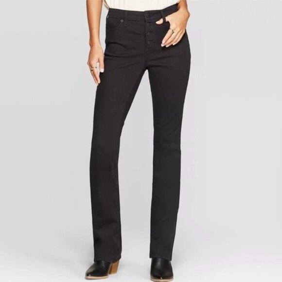 Universal Threads Skinny Slim Bootcut Black High Rise Button Fly Jeans 6 - Picture 1 of 10